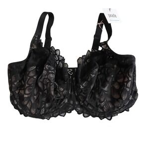 Panache Allure 10765 Full Cup Bra Black Latte Lace Underwired 38J USA NWT